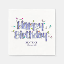 Servilleta De Papel Hand Lettered Dusty Blue Happy Birday