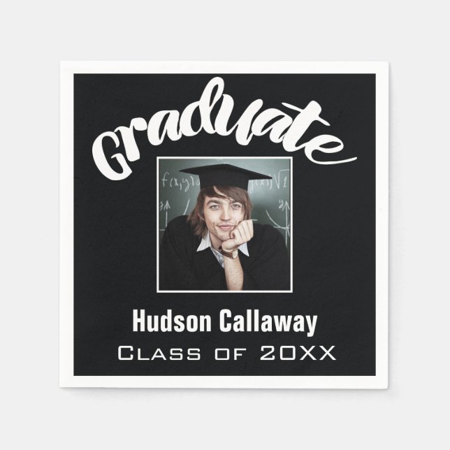 Servilleta De Papel Hand Lettered Your Photo Class of Graduation (Anverso)