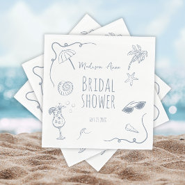 Servilleta De Papel HandDrawn Beach Doodle Illustrations Bridal Shower