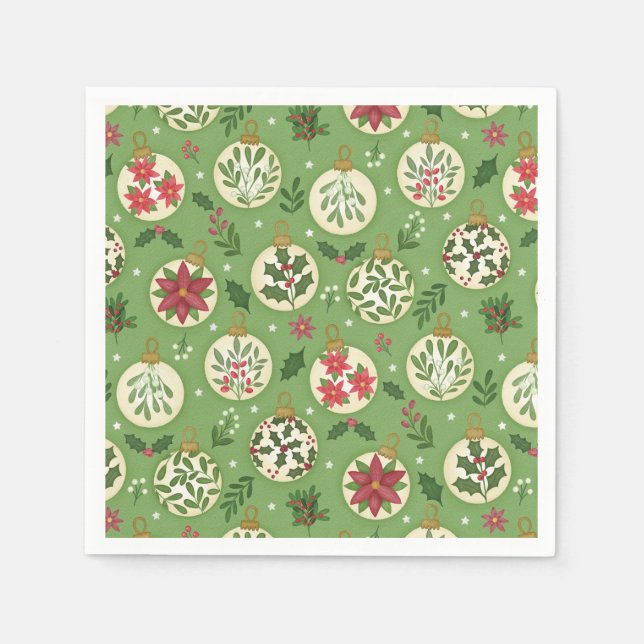 Servilleta De Papel HandDrawn Christmas Ornament Napkins (Anverso)