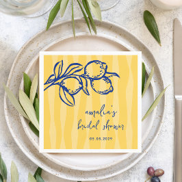 Servilleta De Papel Handwritten Italian Lemon Stripes Bridal Shower