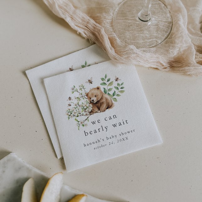 Servilleta De Papel HANNAH Podemos empezar a esperar a Woodland Baby S (HANNAH We Can Bearly Wait Woodland Baby Shower Napkins)