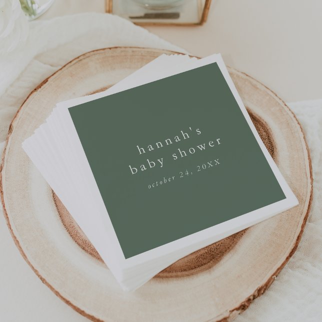 Servilleta De Papel HANNAH Sage Green Rustic Simple Baby Shower (HANNAH Sage Green Rustic Simple Baby Shower Napkins)