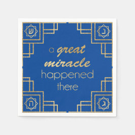 Servilleta De Papel Hanukkah Art Deco A Great Miracle Gold