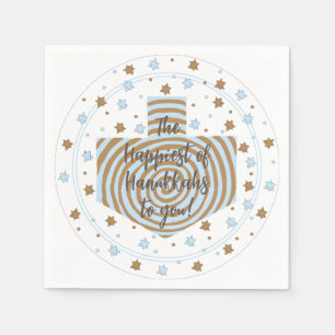 Servilleta De Papel Hanukkah Blue Brown Swirl Dreidel