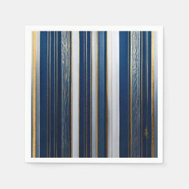 Servilleta De Papel Hanukkah Blues Stripes Blue White Gold