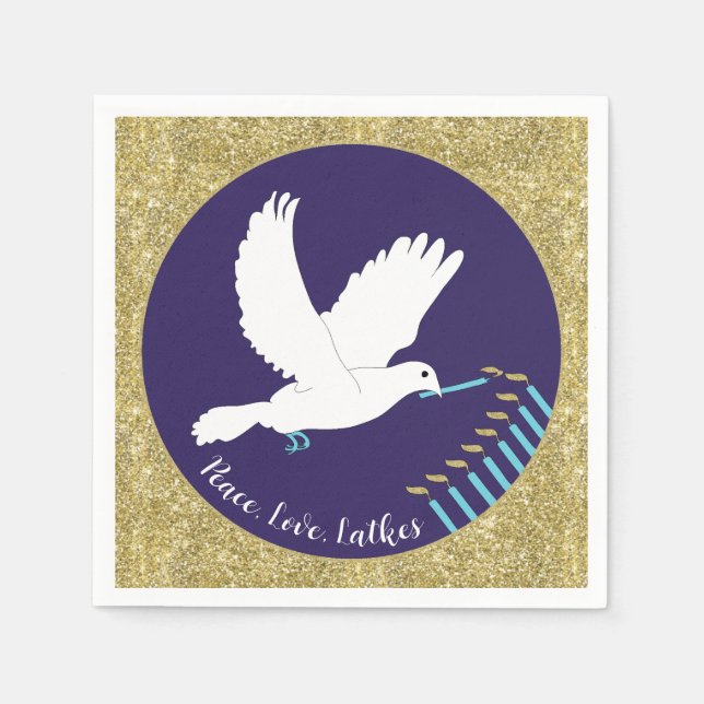 Servilleta De Papel Hanukkah Dove Menorah Design (Anverso)