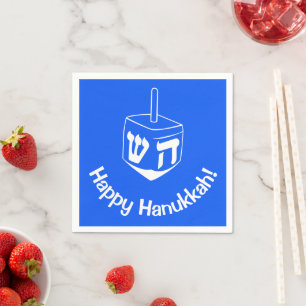 Servilleta De Papel Hanukkah Dreidel Blue White 4Debby
