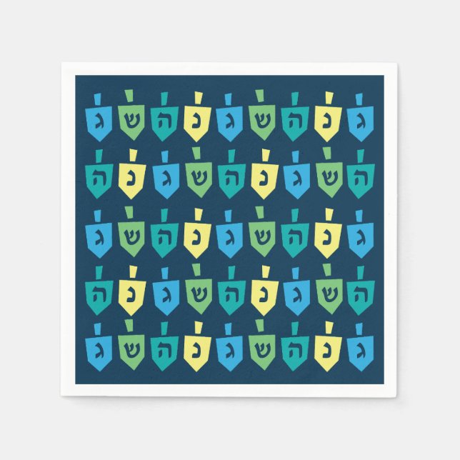 Servilleta De Papel Hanukkah Dreidel Party Napkins (Anverso)