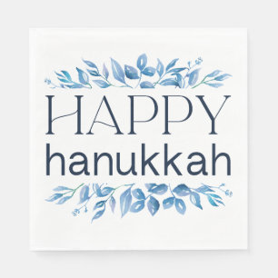 Servilleta De Papel Hanukkah feliz (con Florals de color invernal)