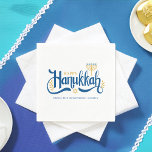 Servilleta De Papel "Hanukkah feliz" oro Menorah<br><div class="desc">"Hanukkah feliz" Diseño de Menorah dorado.</div>