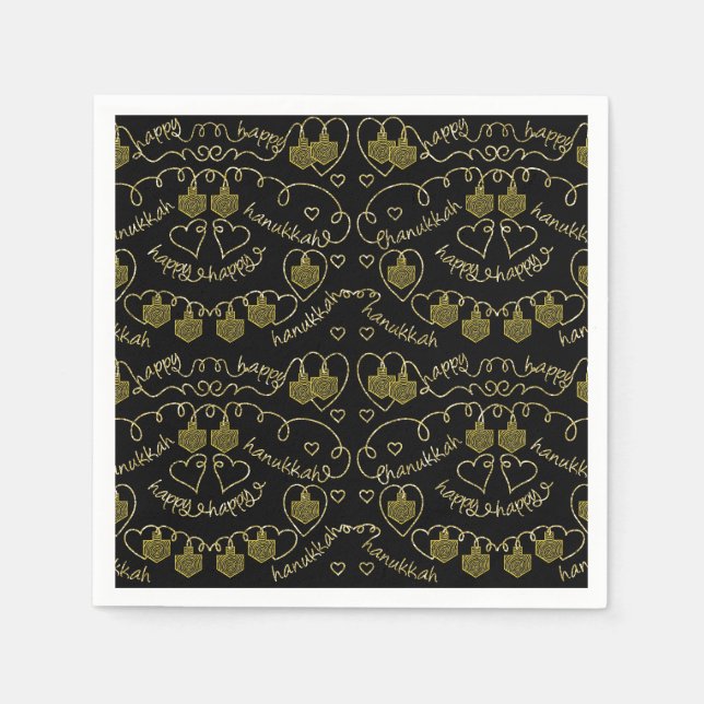 Servilleta De Papel Hanukkah Gold Dreidels (Anverso)