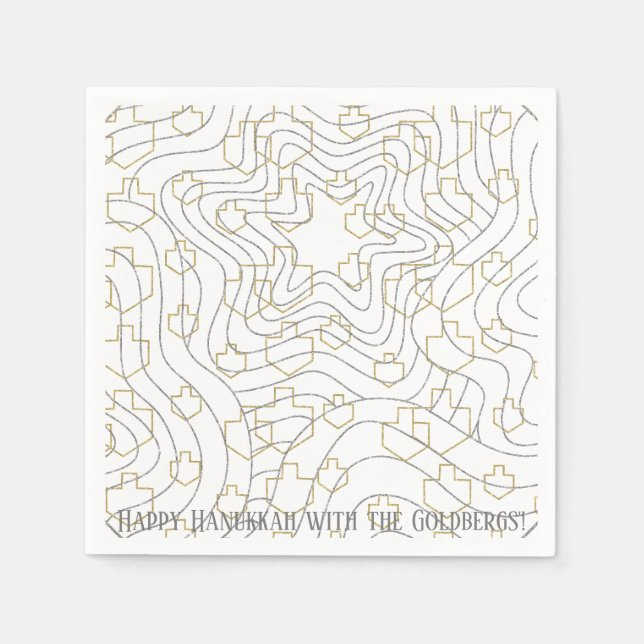 Servilleta De Papel Hanukkah Gold N Silver Dreides (Anverso)