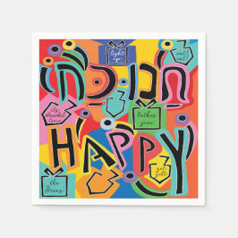 Servilleta De Papel Hanukkah Happy Bright Art