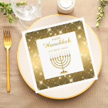 Servilleta De Papel Hanukkah judío de Menorah blanco y oro moderno<br><div class="desc">Platos judíos Hanukkah Menorah de oro y blanco modernos</div>