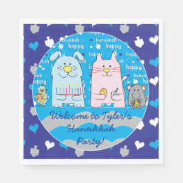 Servilleta De Papel Hanukkah Mascotas Napkins Blues de tamaño estándar