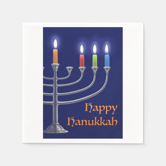 Servilleta De Papel "Hanukkah Menorah". Napkins (Anverso)