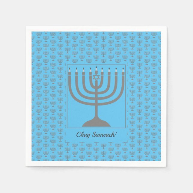 Servilleta De Papel Hanukkah personalizado | MENORÁ de papel (Anverso)