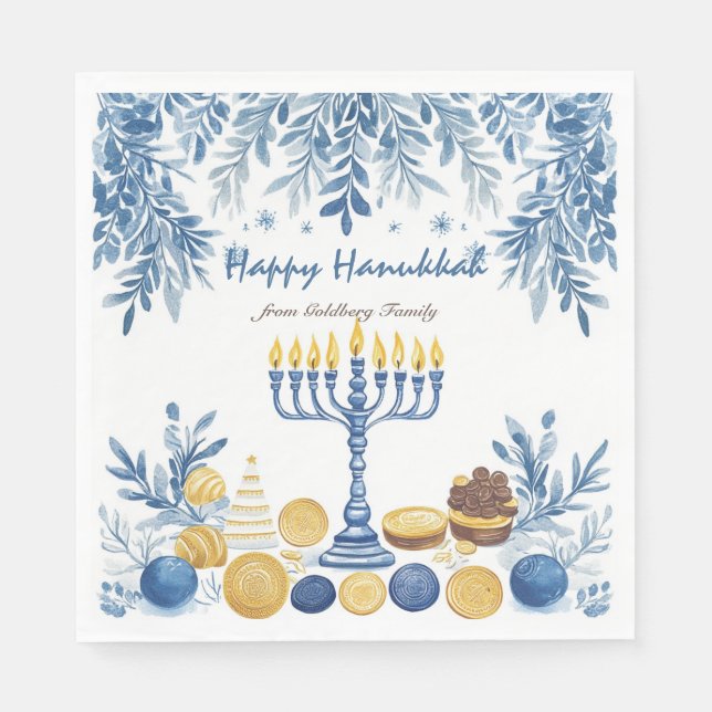 Servilleta De Papel Hanukkah Radiance, acuarela (Anverso)