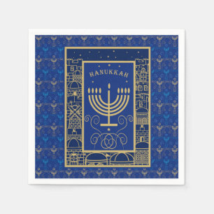 Servilleta De Papel Hanukkiah Feliz Hanukkah Judío dreidel Menorá