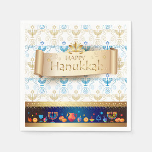 Servilleta De Papel Hanukkiah Feliz Hanukkah Judío dreidel Menorah