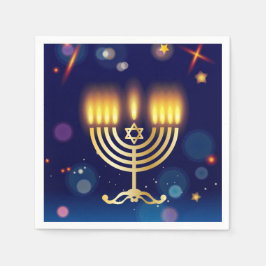 Servilleta De Papel Hanukkiah Feliz Hanukkah Menorá Judía de Oro