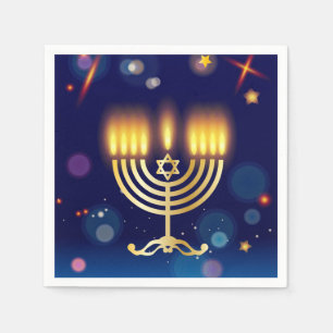 Servilleta De Papel Hanukkiah Feliz Hanukkah Menorá Judía de Oro