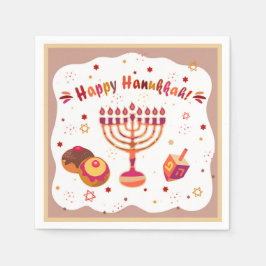 Servilleta De Papel Hanukkiah Feliz Hanukkah Menorah Judía de Oro