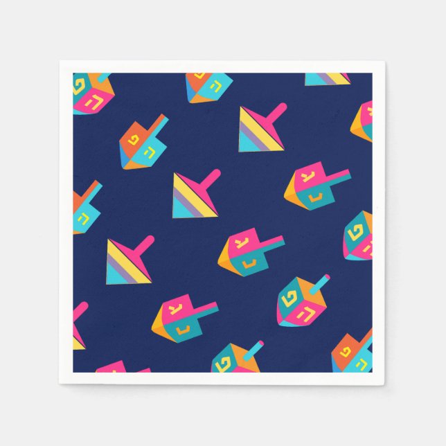 Servilleta De Papel Hanukkiah Happy Hanukkah Jewish dreidel Menorah (Anverso)