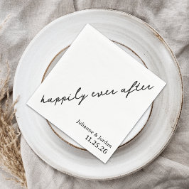 Servilleta De Papel Happily Ever After Scribble Cursive Custom Wedding
