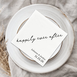 Servilleta De Papel Happily Ever After Scribble Cursive Custom Wedding