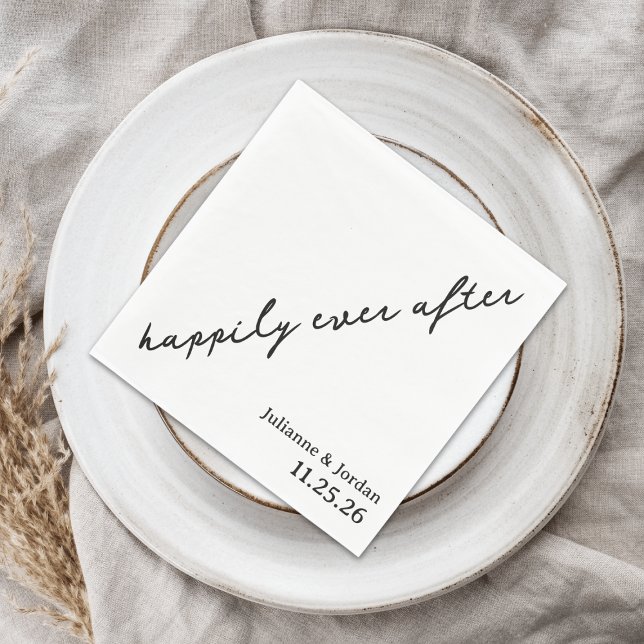 Servilleta De Papel Happily Ever After Scribble Cursive Custom Wedding (Subido por el creador)