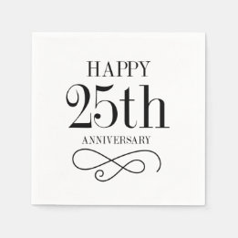 Servilleta De Papel Happy 25th Aniversario Cocktail Napkins
