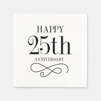 Servilleta De Papel Happy 25th Aniversario Cocktail Napkins