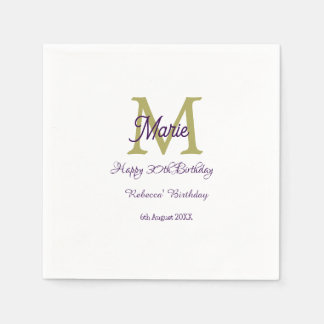 Servilleta De Papel Happy 30th Birthday goldenadd name monogram modern