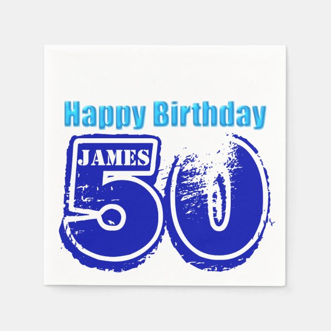 Servilleta De Papel Happy 50 Birthday Personalized Paper Napkins (Anverso)