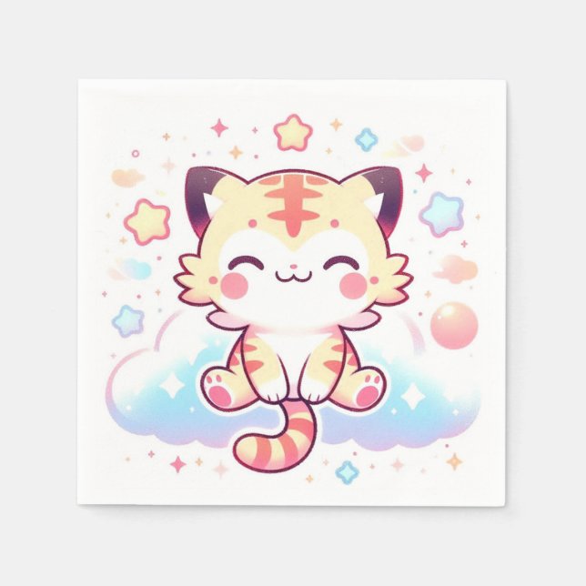 Servilleta De Papel Happy Adorable Tiger Baby Shower (Anverso)