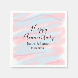 Servilleta De Papel Happy anniversary wedding name date year pastel