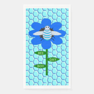 Servilleta De Papel Happy Bee Day Boy Blue Birthday Bumblebee