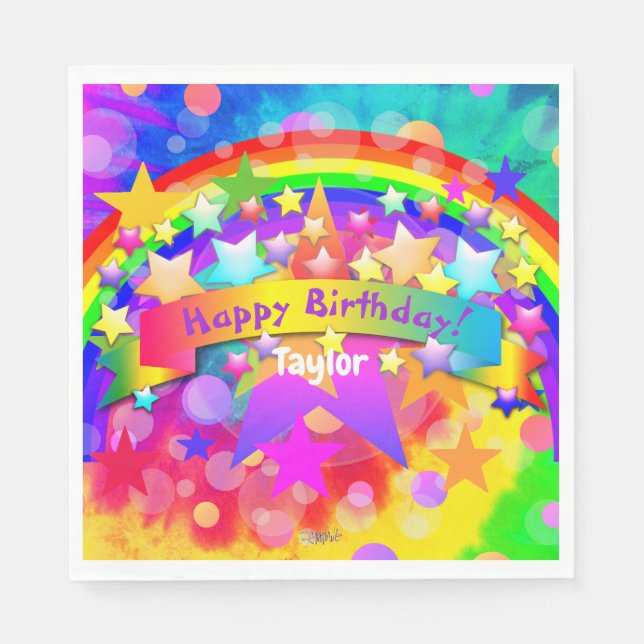 Servilleta De Papel Happy Birday Paper Napkins Rainbow HAMbyWG (Anverso)