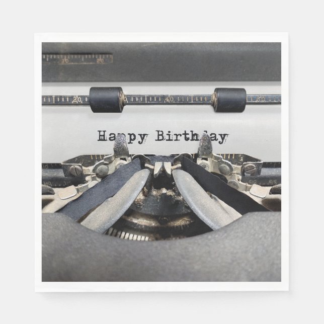 Servilleta De Papel Happy Birday Retro Typewriter (Anverso)