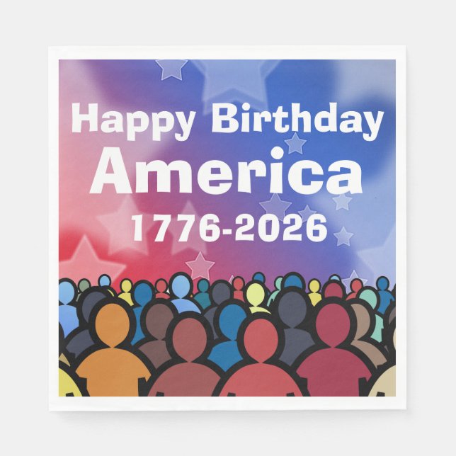 Servilleta De Papel Happy Birthday America 1776 to 2026 (Anverso)