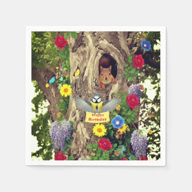 Servilleta De Papel Happy Birthday Beautiful Nature Paper Napkins  (Anverso)