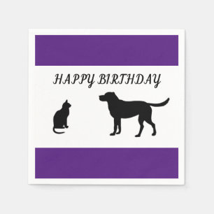 Servilleta De Papel Happy birthday cat and dog napkins