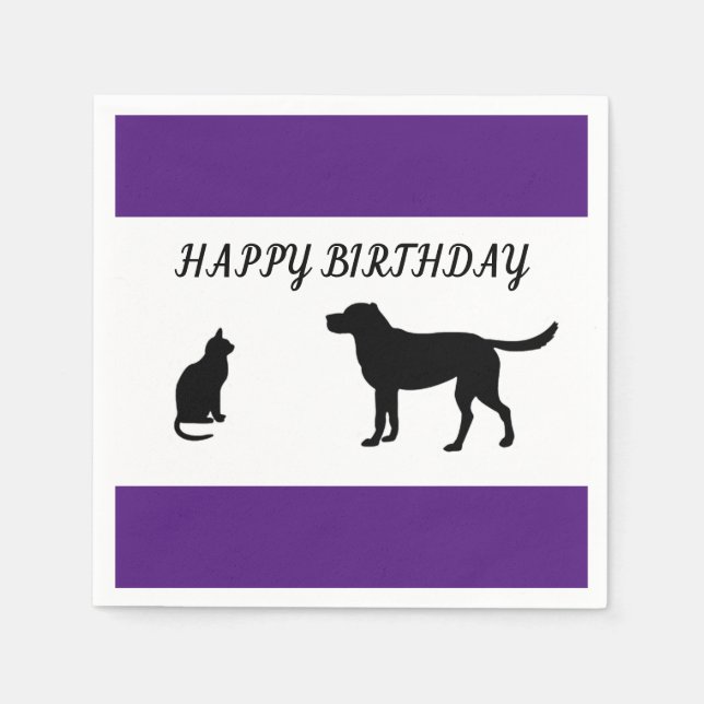 Servilleta De Papel Happy birthday cat and dog napkins (Anverso)
