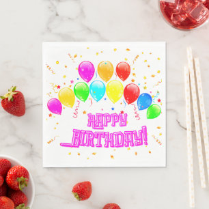 Servilleta De Papel Happy Birthday! Design with colorful balloons