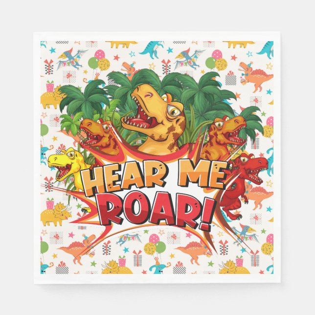 Servilleta De Papel Happy Birthday Dinosaur  (Anverso)