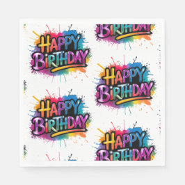 Servilleta De Papel Happy Birthday Graffiti Pink Paper Napkin