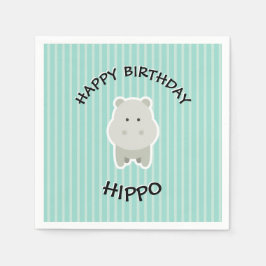 Servilleta De Papel Happy Birthday Hippo Cute Party Animal