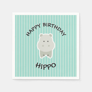 Servilleta De Papel Happy Birthday Hippo Cute Party Animal